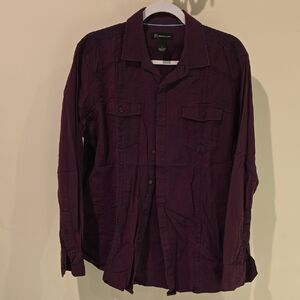 INC International Concepts Men's Dark Purple Casual Shirt